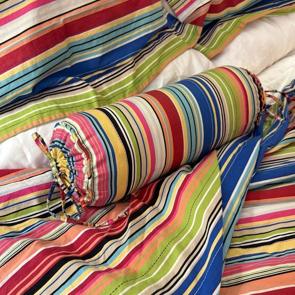 Pottery Barn Colorful Serape Stripe Queen Duvet w/ Stand Shams & Bolster Pillow - Picture 4 of 13